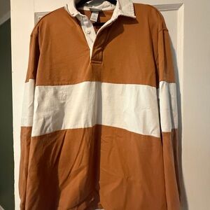 H&M Men's Casual Orange and White Button Down Shirt